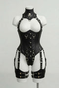 Black Leather Corset With Harness
